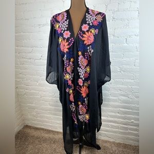 🎉 BOGO 50% off Betsey Johnson Embroidered Floral Kimono Bathing Suit Cover NWT